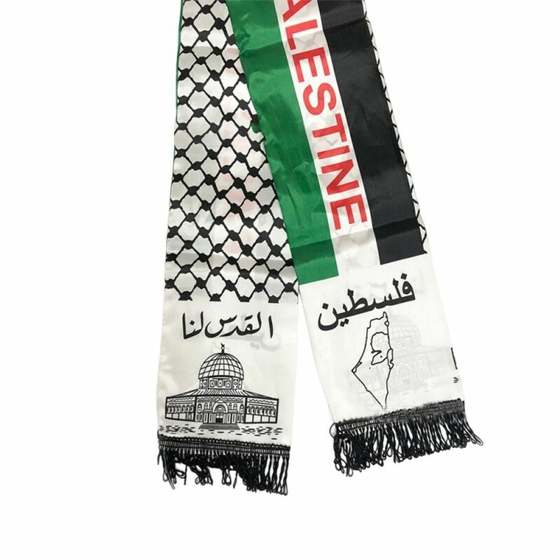 Palestine National Flag Printing Scarf 14x130cm Satin Palestinian Flag Custom Neckerchief National Day Scarves Palestine Shawl