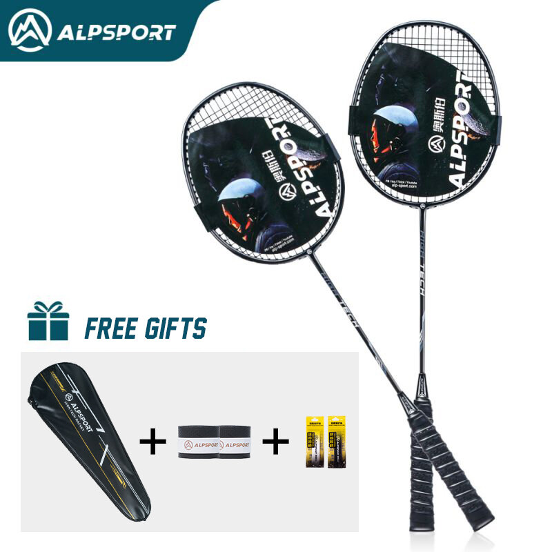 Alpsport Rr 4U Raquete de Badminton 2 unidades/lote Máximo 25lbs Original (Inclui saco e cordas) Fibra de carbono profissional + titânio Iniciantes Iniciantes Raquete Profissional Raquetes Avançadas