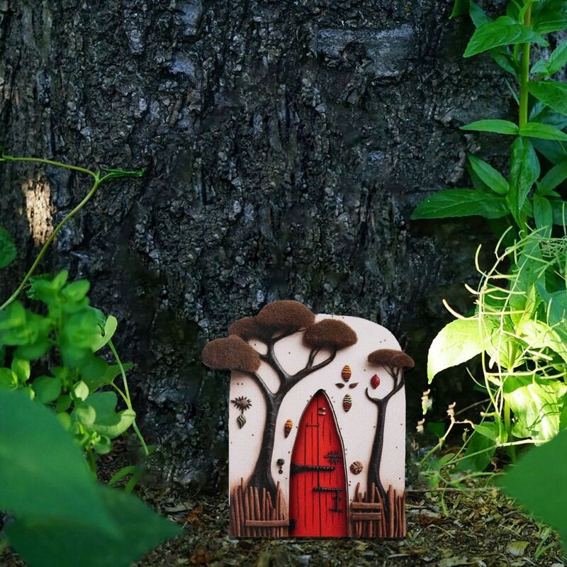 Micro Paisagem Fairy Gnome Door Figurines, Handmade Wooden Elf Door, Estátuas de arte, Decoração de jardim em miniatura