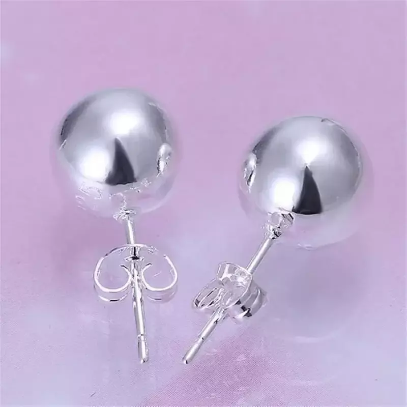 10MM Classic Beads Silver Plated Stud Earrings Hot Selling Fashion Burst Models Jewelry Wild Party E074