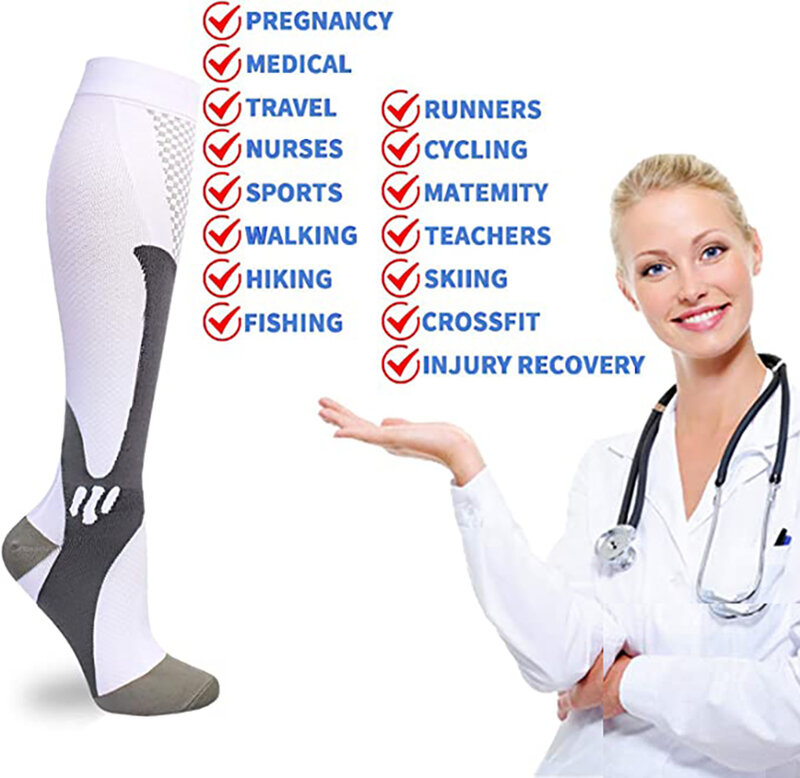 1 Pairs Compression Sock 20-30mmhg Nurse Sock Edema Varicose