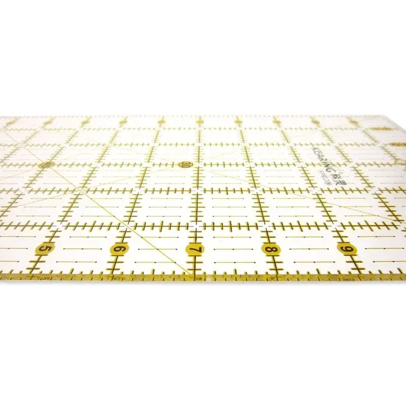 Règle de patchwork de courtepointe en acrylique avec lignes à double grille colorées, coupe de précision facile, couture, artisanat, épaisseur de 3mm