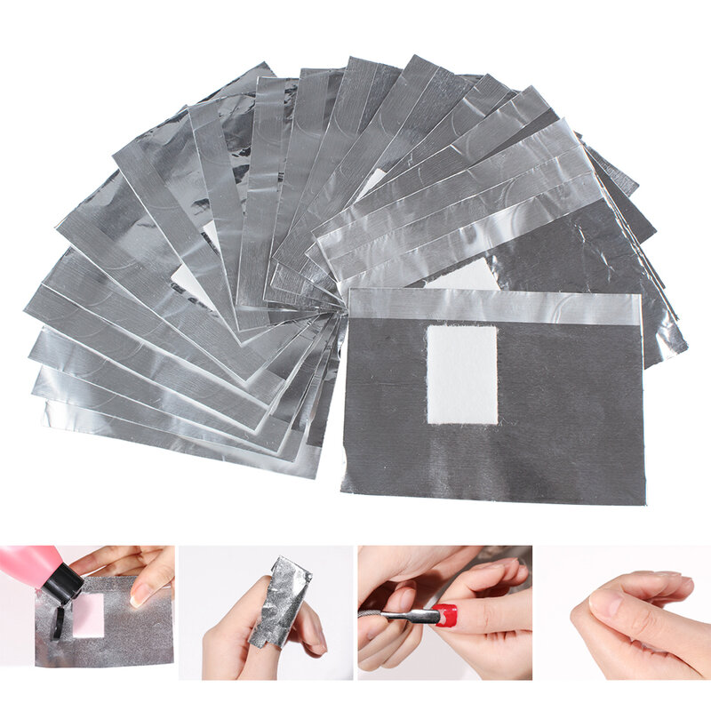 100 pz/borsa foglio di alluminio Nail Art Soak Off Polish Nail Removal Wraps asciugamano per unghie strumento per Manicure per la rimozione dello smalto Gel acrilico