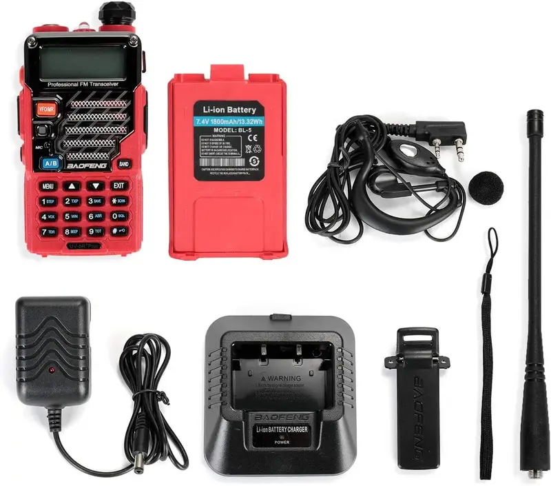 Baofeng-walkie-talkie profesional UV-5R Plus, Radio bidireccional, larga distancia, tipo C, con auricular, logística de Hotel al aire libre