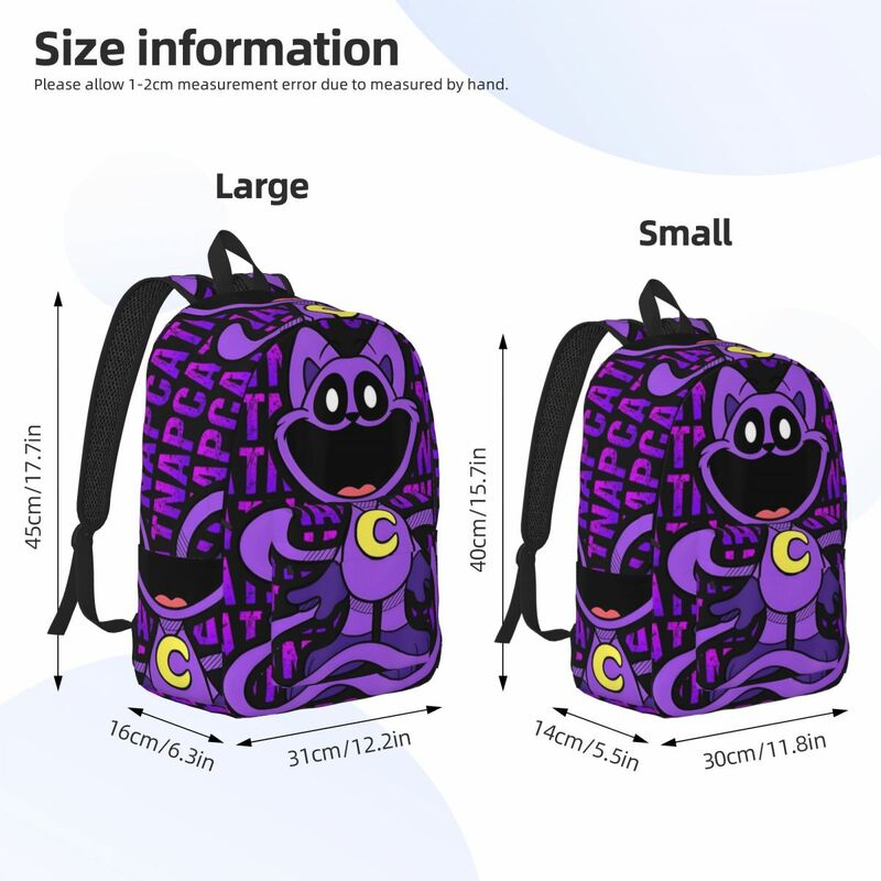 Text Cat And Dog Backpack Unisex Anime Print Backpacks Polyester Kawaii High School Bags Hiking Custom Rucksack