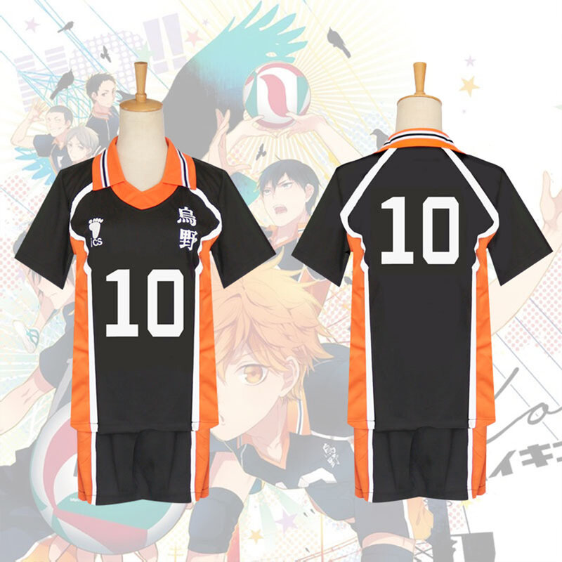Disfraz de Anime Haikyuu Karasuno High School voleibol Club Hinata Shyouyou Kageyama, ropa deportiva, camisetas, regalos de Halloween