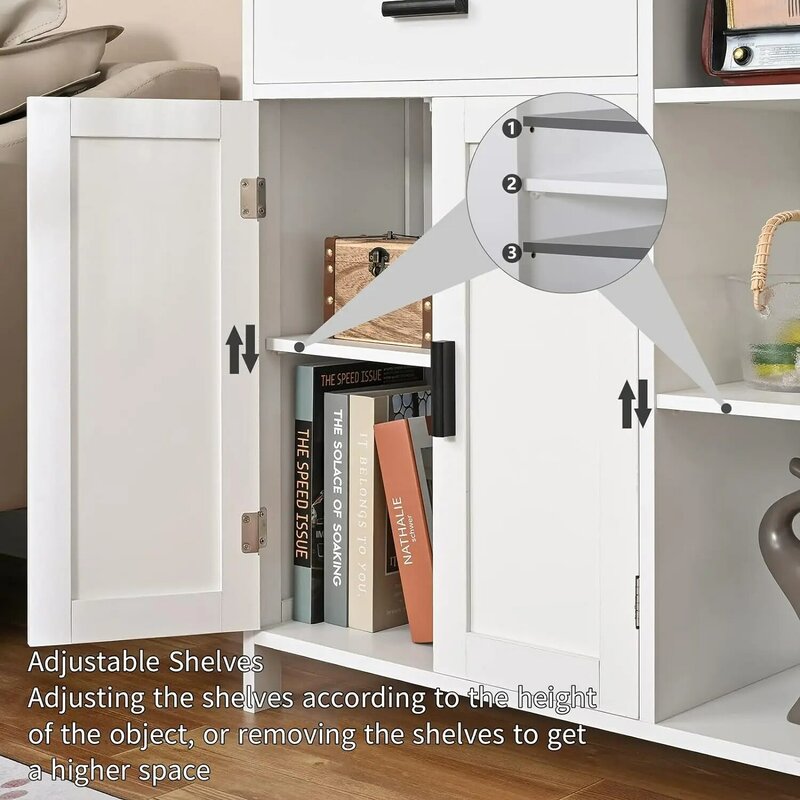 HOCabinet, armoire de rangement au sol avec portes et étagères, armoire de café-bar autoportante avec MEL, EvaluCabinet