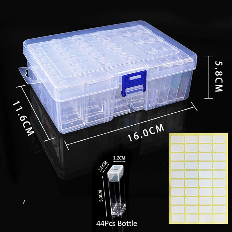 Contenedor de almacenamiento de cuentas de pintura de accesorios de herramientas de diamantes, caja de plástico transparente multiusos