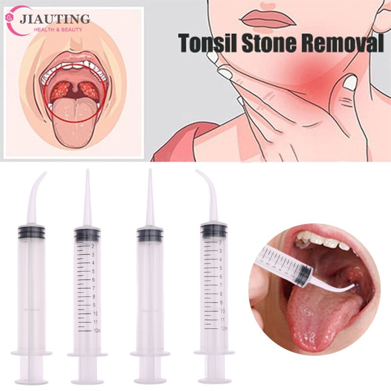 12ml  Oral Care Tonsil Socket Irrigator Dental Irrigation Syringe With Curved Tip Disposable Dental Instrument For Dentist Use