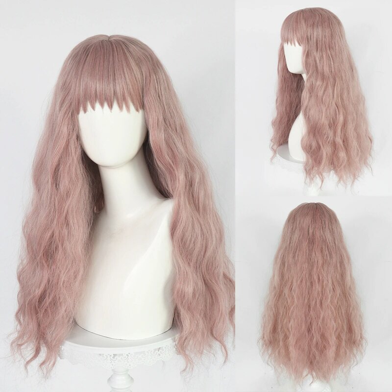 Anime Reira Serizawa Cosplay Costume 80cm Light Grey Pink Curly Women Wig Halloween Party Role Play Wig