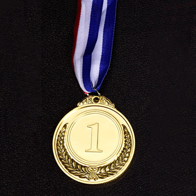 Reward Encourage Badge Gold Silver Bronze Winner Reward Medals with Ribbon for Souvenir Gift Outdoor Games Toy School Supplies