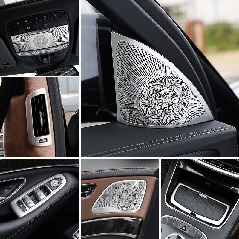 ภายในรถยนต์ภายในรถลำโพงเสียงชุดคันเกียร์แผงประตูพนักพิง Trim สติกเกอร์สำหรับ Mercedes Benz S Class W222 2014-19อุปกรณ์เสริม