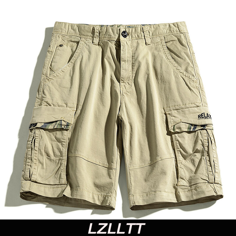 Pantalones cortos de algodón con múltiples bolsillos para hombre, Shorts masculinos informales para la playa, para correr, verano, 2023