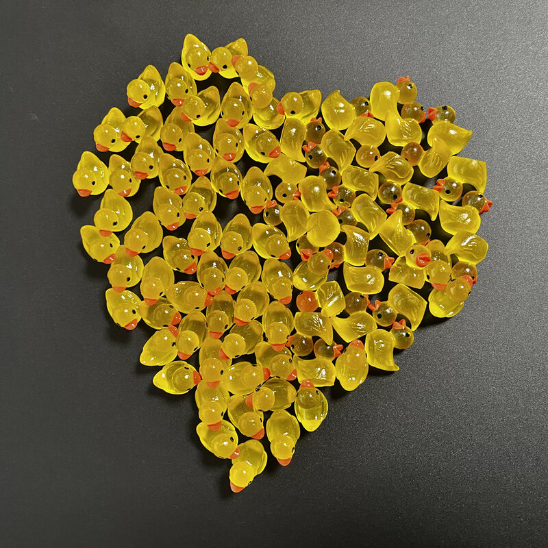 50Pcs Mini เป็ดสีเหลือง Luminous เป็ดเครื่องประดับ Miniature ตัวเลข Tiny เป็ด Micro Fairy Garden ภูมิทัศน์สวน Fairy การตกแต่งบ้าน