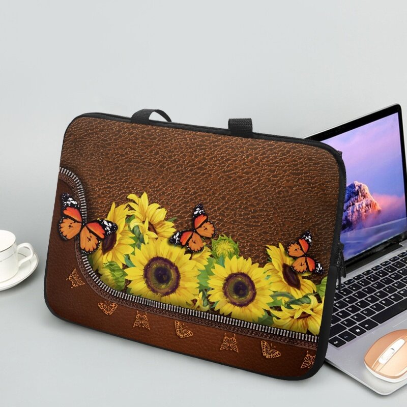 Flor De Couro E Animais Imprimir Laptop Bag, Bolsa De Viagem Universal Para Apple Huawei, Caixa Do Computador, 10.12.13.15.17 ", Venda Quente