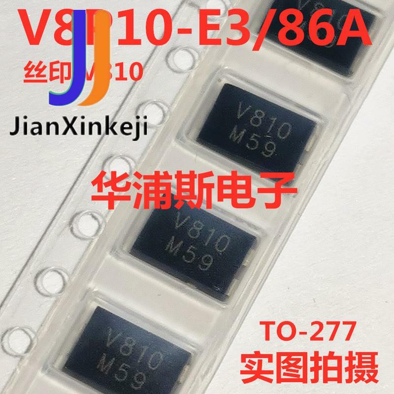 10 pces 100% original novo V8P10-M3/86a silkscreen v810 schottky diodo smd TO-277A (smpc)