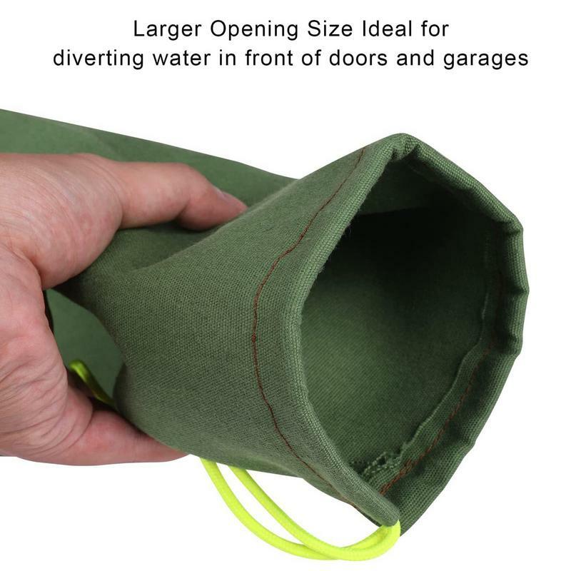 Sac de sable long en toile verte pour la protection contre les inondations, sacs de sable flexibles pour le garage