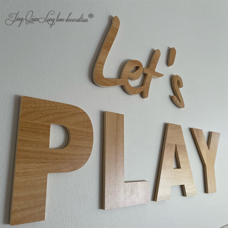Decoración de pared para habitación de niños, letrero de madera para sala de juegos, Let's PLAY Sign