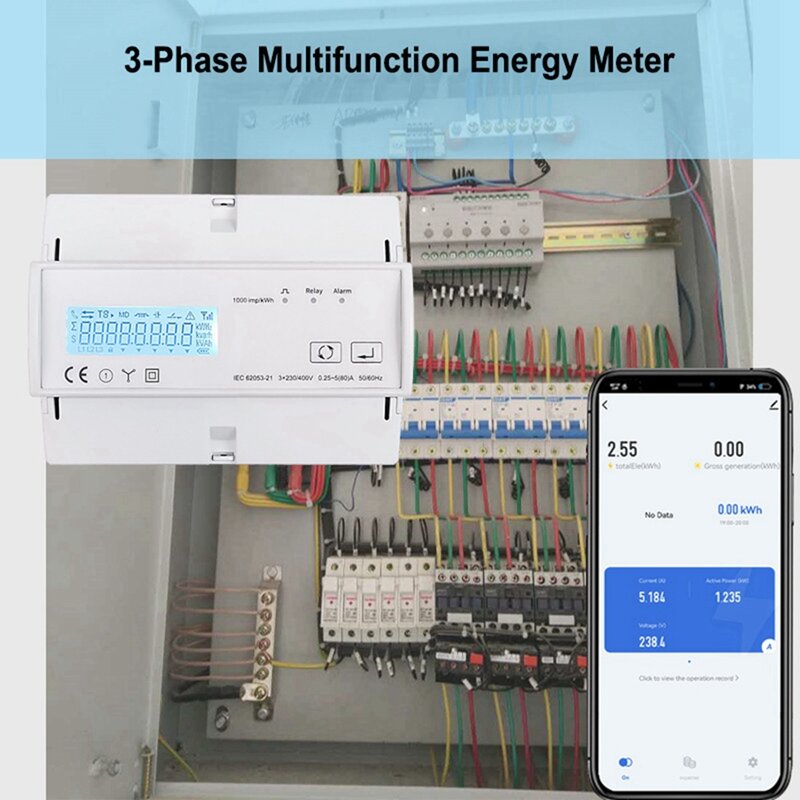 3 Phase Energy Meter Kwh Power Monitor Wattmeter Tuya App Remote Switch On OFF 3X110/190V 230/400VAC