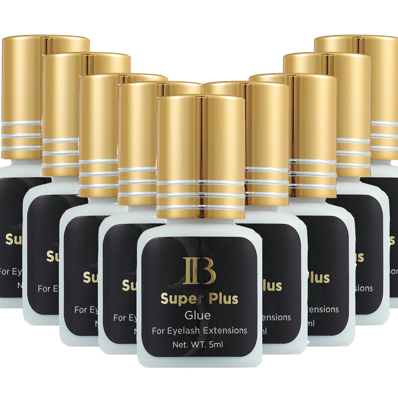 I Beauty-つけまつげ用の10個のオリジナルのまつげ接着剤,まつげエクステ用の速乾性,黒と茶色,金のキャップ,5ml