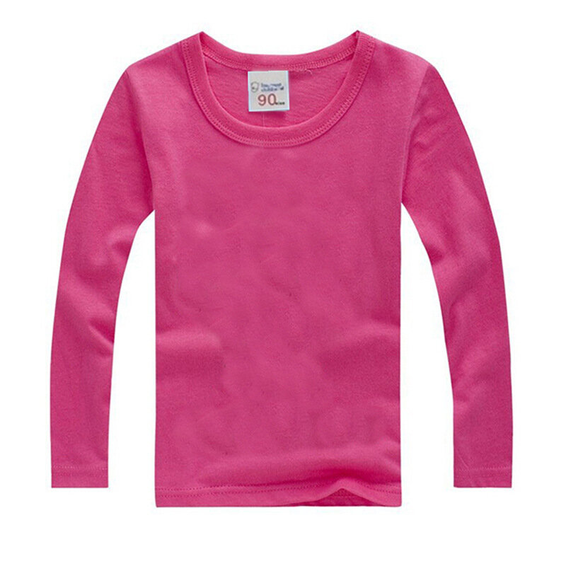 Magliette a maniche lunghe per ragazzi per bambini primavera autunno T-shirt di colore puro cotone 1 -15T abbigliamento per bambini neonate top Tees Clothes
