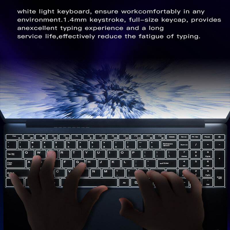 Portátil Slim Laptop com Desbloqueio de Impressão Digital, Teclado Retroiluminado, Câmera HD, 32GB DDR4, 2TB SSD, 3,3 GHz, 15,6 pol