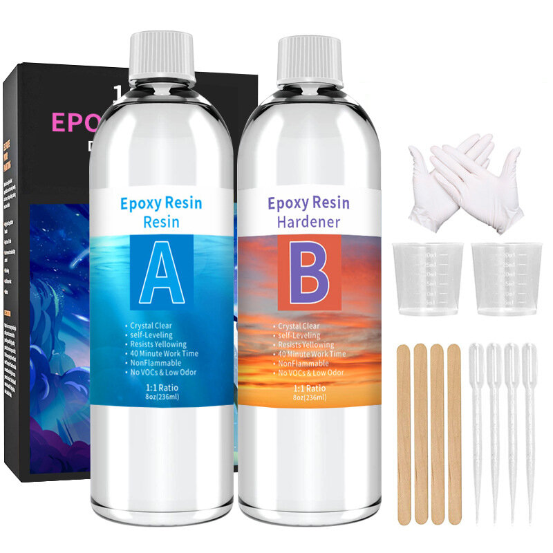 Kits de pegamento de resina epoxi 1:1, líquido AB, endurecedor transparente, bricolaje, fabricación de joyas, juegos completos de pegamento