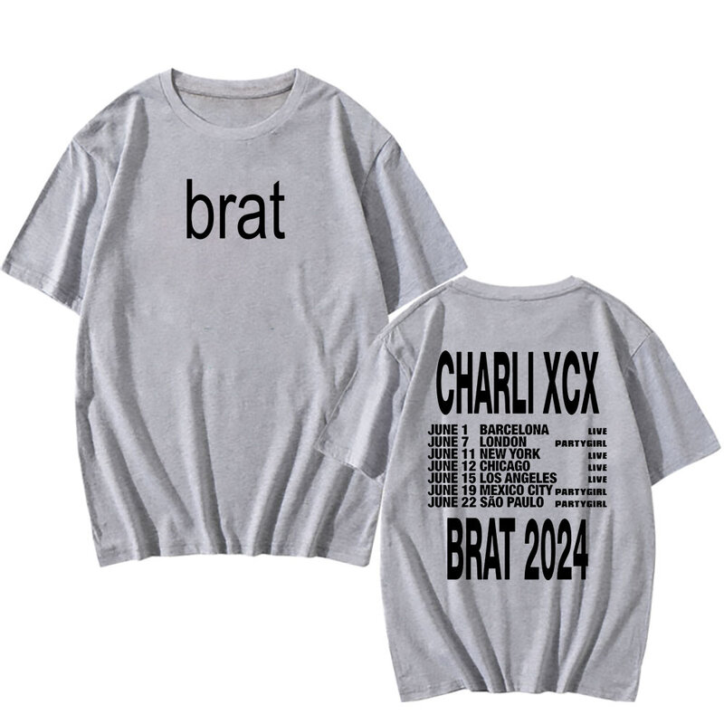 Charli Xcx Brat 2024 T-Shirts Album Retro Heren/Dames Streetwear Casual Katoen Zomer Unisex T-Shirt Korte Mouw Harajuku Tees