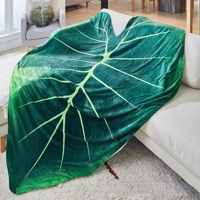 Philodendron Gloriosum Super Soft Printed Giant Green Leaves Throw Blanket Fleece Cozy Leaf Blanket for Bed Sofa Room Home Decor