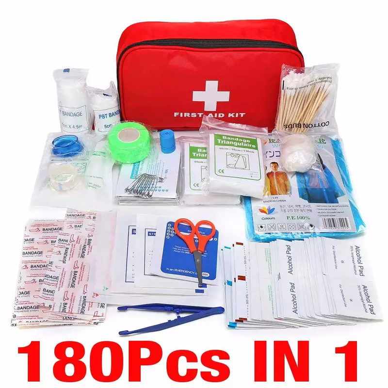 Kit de primeros auxilios para medicinas, 16-300 piezas portátil de bolsa médica, para acampar al aire libre, senderismo y supervivencia