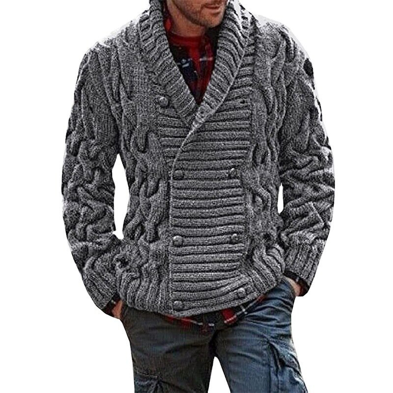 Sweater pria, mantel jaket pria pakaian Jumper Slim Fit kasual pria, Sweater rajut hangat leher V musim gugur