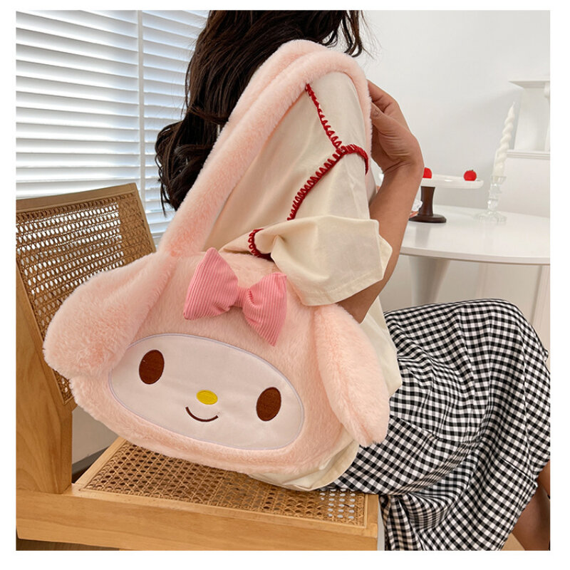 Kawaii Sanrio плюшевая Cinnamoroll Melody Kuromi женская сумка-тоут сумки на плечо модные женские сумки-мессенджеры кошельки рождественские подарки