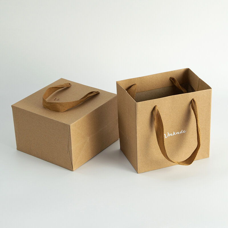 Bolsas de regalo con logotipo personalizado, organizador de Papel Kraft de 24 piezas, a granel con asas, para compras, fiestas, negocios y bodas