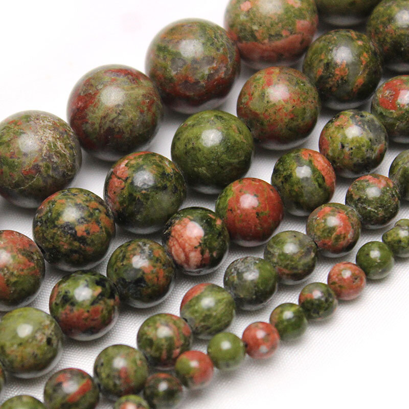 Perles rondes en pierre naturelle Unakite de qualité A +, pour la fabrication de bijoux, accessoires de bricolage, collier, Bracelet, 4/6/8/10/12mm