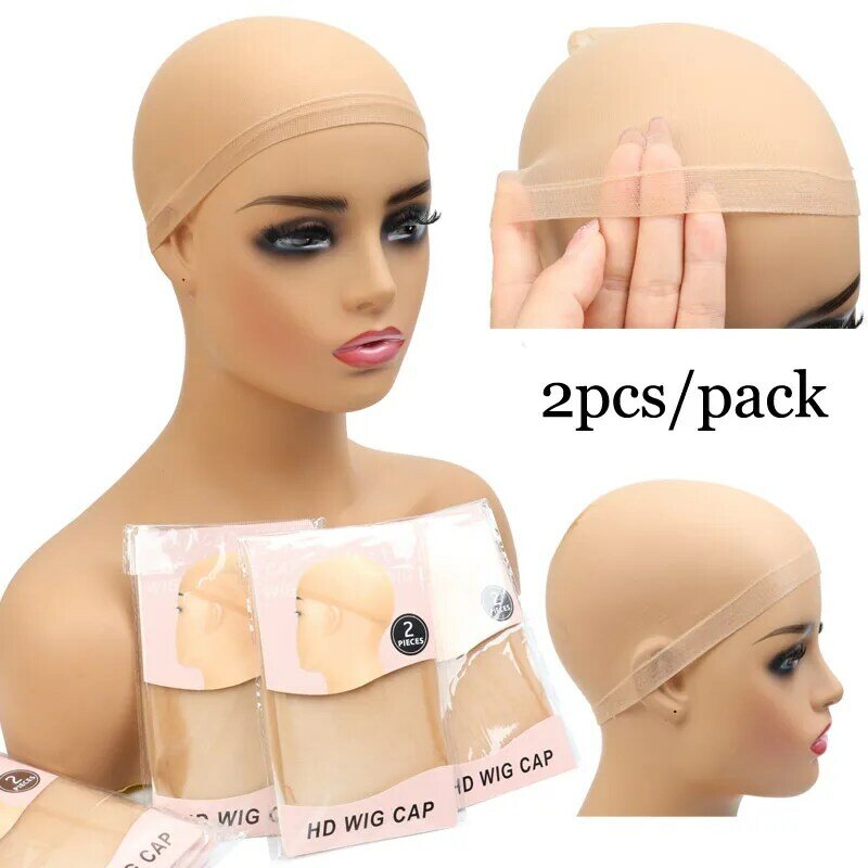 HD Wig Caps For Women Skin Tone Natural Thin Transparent Wig Cap For Lace Front Wigs Breathable Stretchy Stocking Nude Caps 4Pcs