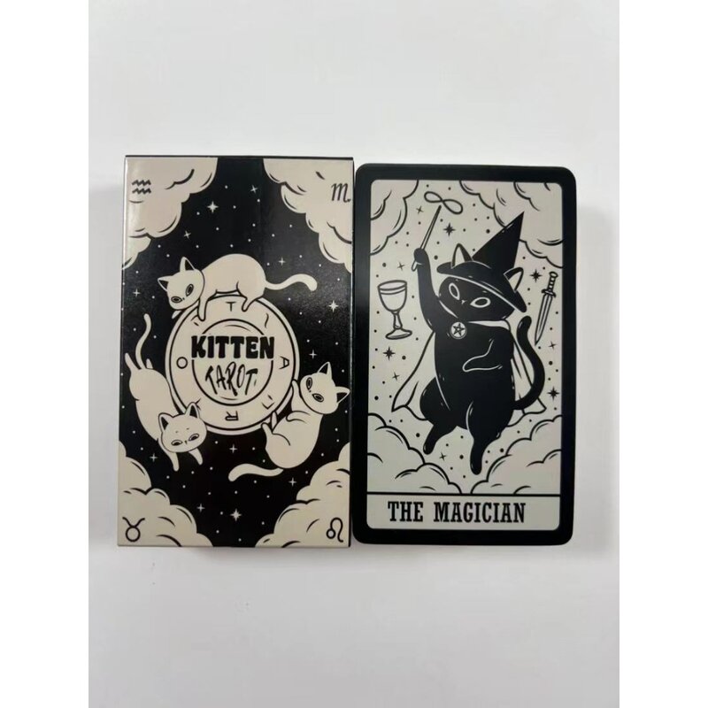 초보자용 귀여운 타로 카드 카드, 라이더 웨이트 타로 시스템, 포켓 사이즈, 흑백, 10.3x6cm