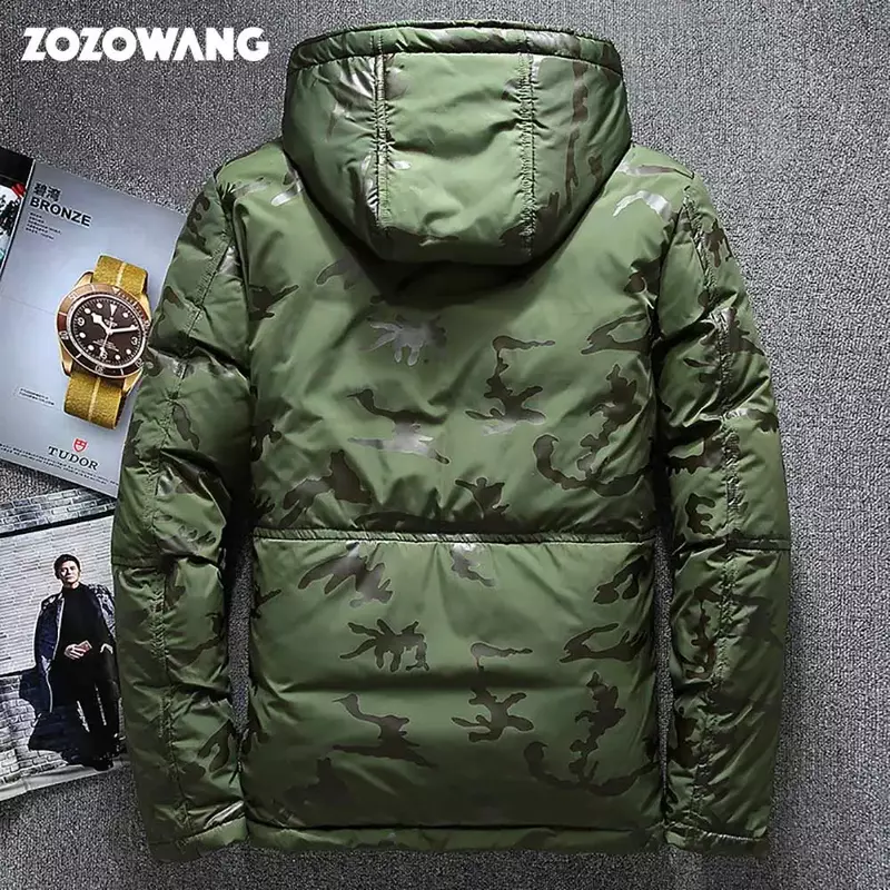 Zozowang เสื้อคลุมกันลมสำหรับผู้ชาย, เสื้อคลุมกันลมเสื้อโค้ทขนเป็ดหนาแจ็คเก็ตฤดูหนาว2023ใหม่