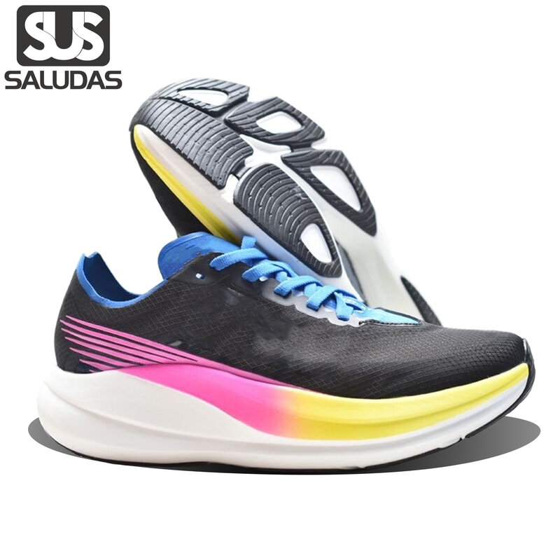 SALUDAS-Chaussures de Course Rocket X2 pour Homme et Femme, Baskets à Semelle Souple, avec Plaque en Carbone, pour le Jogging, le Baume, le Marathon sur Route