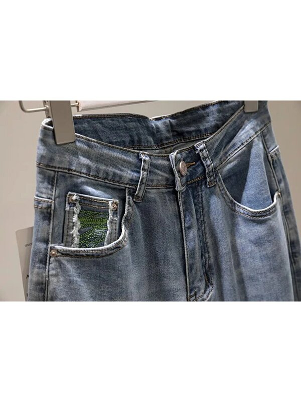 Женские джинсы в стиле ретро Harajuku, уличная одежда, винтажные потертые модные джинсы с высокой талией, широкие прямые мешковатые джинсовые брюки Y2K
