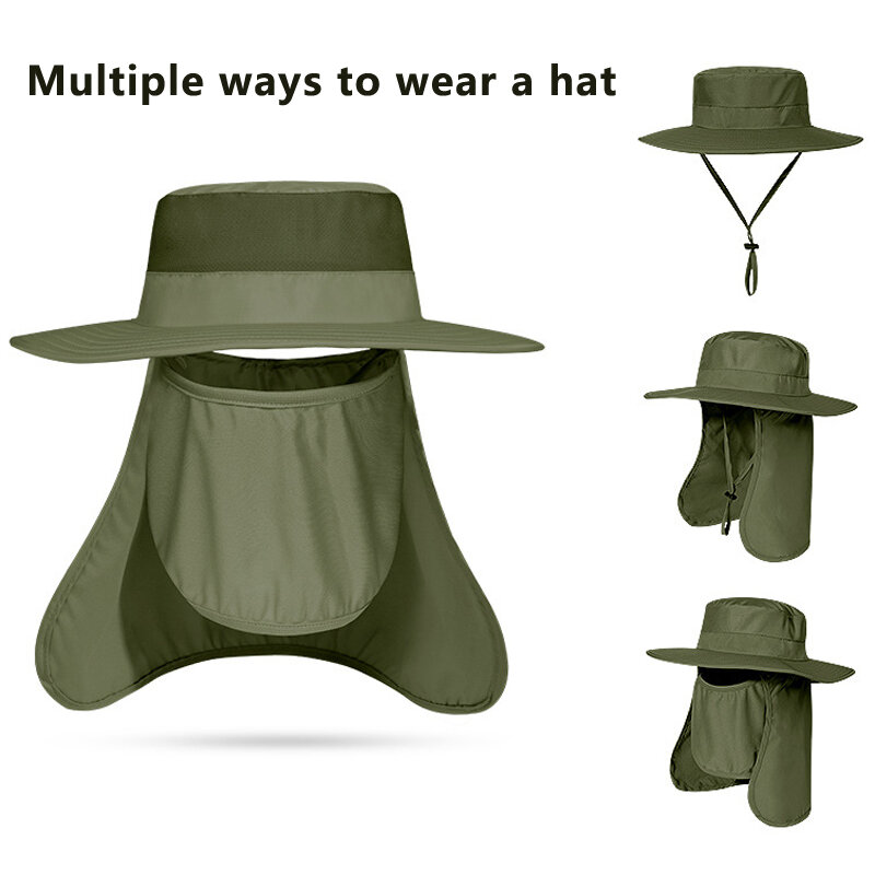 Chapeau de pêche de protection solaire pour hommes, maille respirante, casquettes de camping et de randonnée, chapeau de soleil anti-UV, casquettes d'alpinisme, chapeau ander, été, nouveau