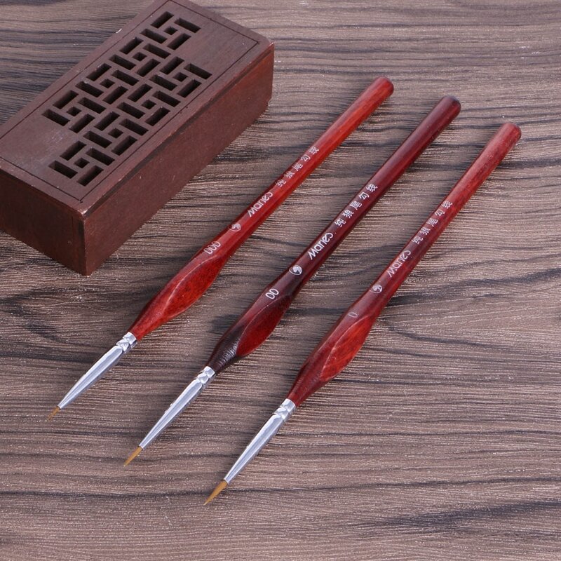 3 pennelli in miniatura professionali in per dettagli fini 0 ~ 000