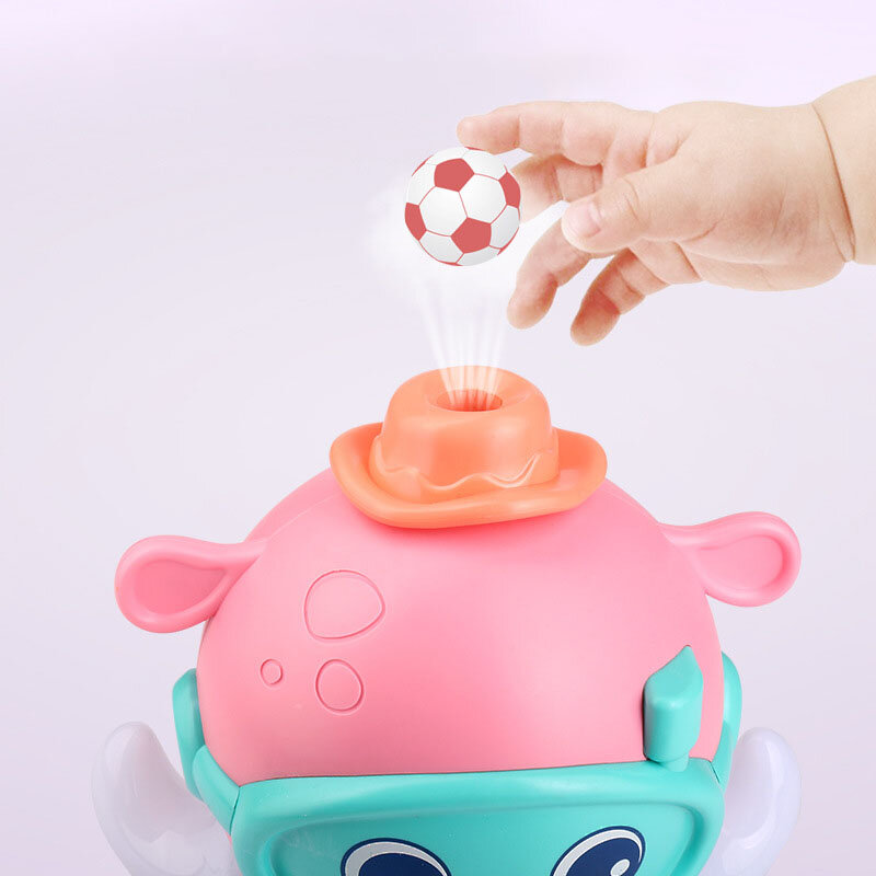 Simpatico cartone animato polpo che soffia palla giocattolo elettronico Pet universale a piedi con musica leggera giocattoli interattivi per bambini regali per bambini