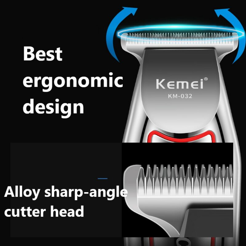 Kemei-cortadora de pelo eléctrica para hombre, máquina cortadora de pelo, Kit de aseo para corte de pelo, KM-032