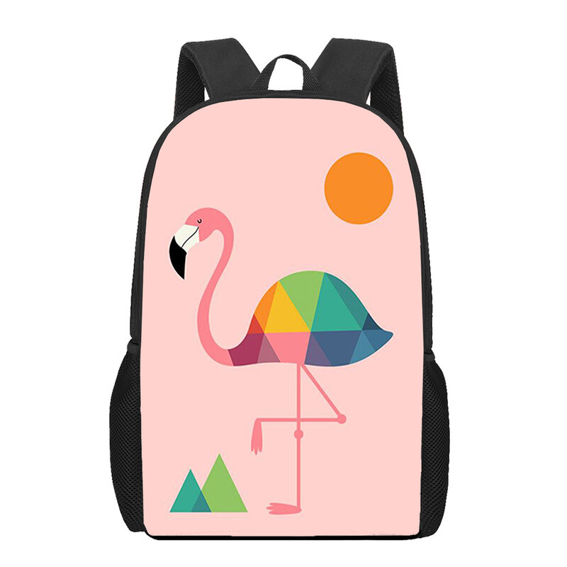 Pink Flamingo Bird Print School Bags for Teenager Boys Girls Unique Backpack Children Student Bookbag Casual Travel Rucksack