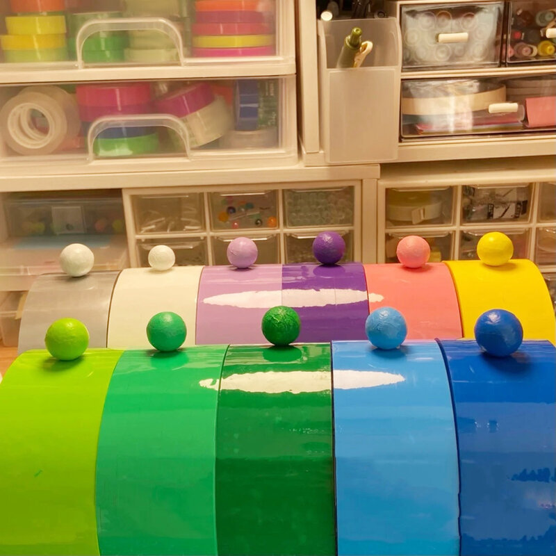 Fita adesiva criativa bola rolando, brinquedos de fita colorida, brinquedo sensorial decorativo, jogo DIY para adultos e crianças, peças do partido, 6 pcs