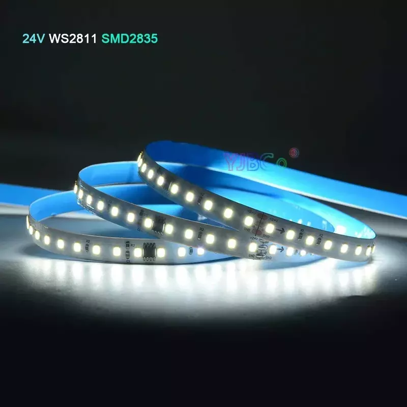 SMD 2835 WS2811 단색 체이싱 라이트, 흐르는 물 LED 스트립, 픽셀 플로우 테이프, 흰색, 따뜻한 흰색 리본 램프, 10m, 24V, 120LED/m