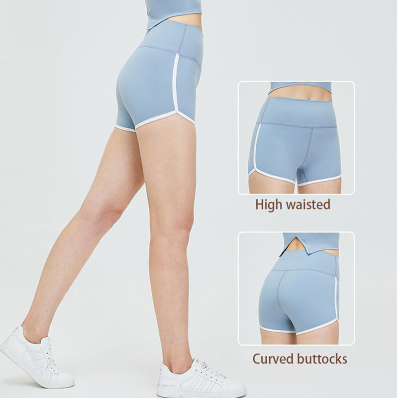 RUNNING KAKA Women Spandex colori a contrasto Sport Yoga Shorts allenamento in palestra vita alta Push Up Hip pantaloncini Fitness senza cuciture