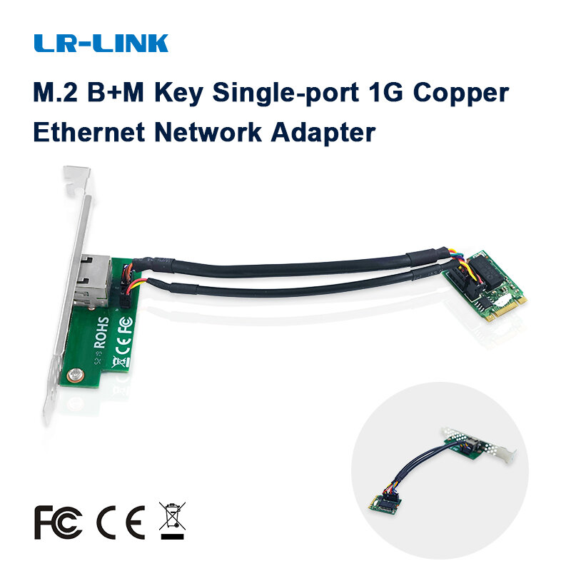 LR-LINK 2211PT M.2 B + M Kunci Satu Port 1G Kartu Jaringan Ethernet Tembaga Adaptor Server PCI Express Berbasis Chip Intel NIC