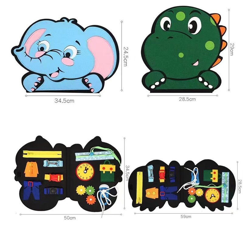 Planche d'apprentissage Montessori pour bébé, dinosaure, éléphant, tigre, éducation précoce, éveil, dessin animé, Puzzle, jouet, cadeau