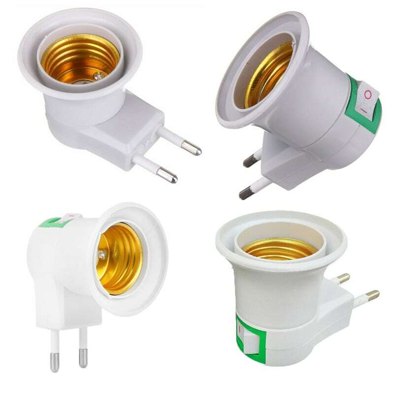 E27 LED Light Lamp Bulbs Socket Base Holder EU/US Plug Adapter ON/OFF Switch White